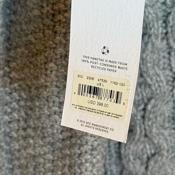 Grey Wool Cashmere Fishermans Knit Cardigan New Size Large AE77 Premium - Picture 7 of 9